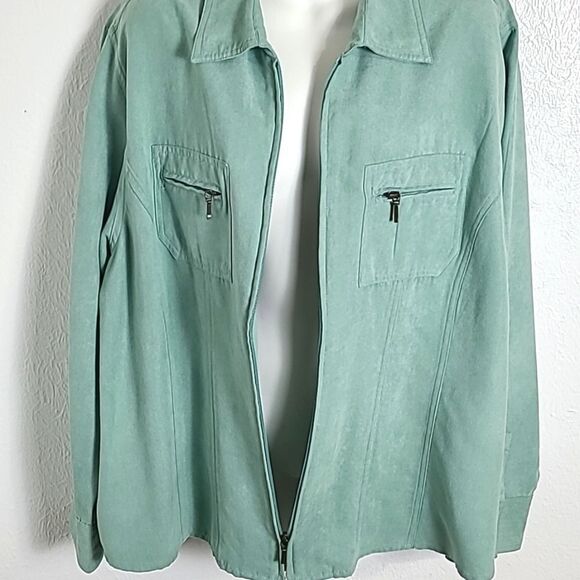 Cato Light Teal Jacket, Zipper Down the Center with Zipper Pockets, Size 18/20W - Picture 4 of 7